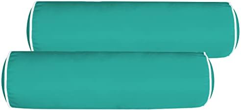 Enipate Set of 2 Weather Resistant Outdoor Indoor Bolster Pillows