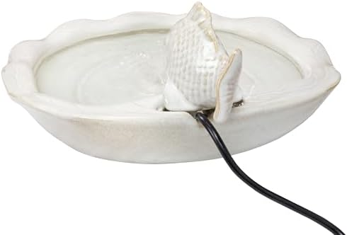 Sunnydaze Glazed Ceramic Fish Outdoor Fountain 7-Inch
