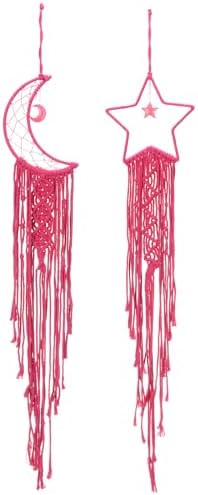 PATIKIL Moon Star Dream Catcher Wall Hanging Red