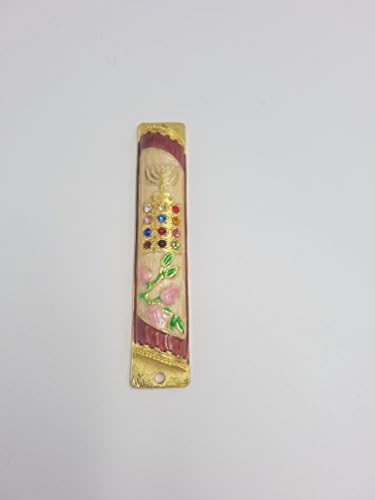 Ornate Mezuzah with Choshen Stones and Menorah Design - Includes Kosher Klaf 7cm