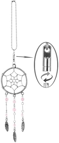 Dream Catchers Car Charm Rotatable Handmade Pendant with Light Pink Beads