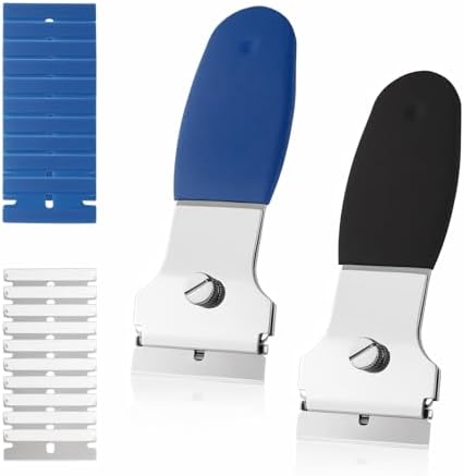 2 Pack Razor Blade Scraper with 10 Metal 10 Plastic Blades
