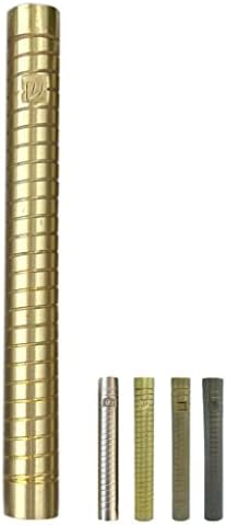AS Brass Mezuzah Case With Scroll Gold 5 Inches