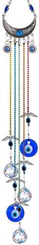 20 Inch Blue Evil Eye Suncatcher with Crystal Ball and Chakra Healing