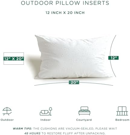 Codi 12x20 Pillow Insert Set of 4 Water Resistant Outdoor Lumbar Pillows