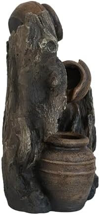 AGANS Decorative 3 Tier Water Fountain with Pot Design Brown