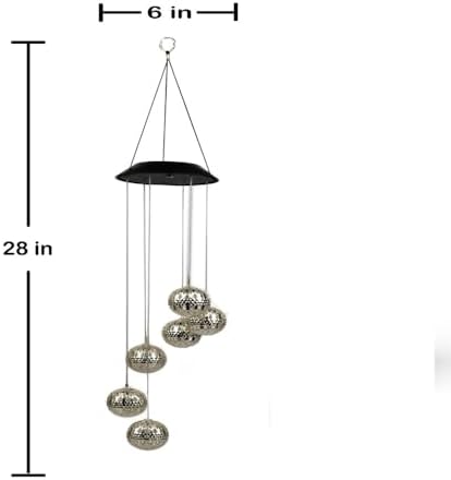 Solar Metal Orb Wind Chime With LED Lights