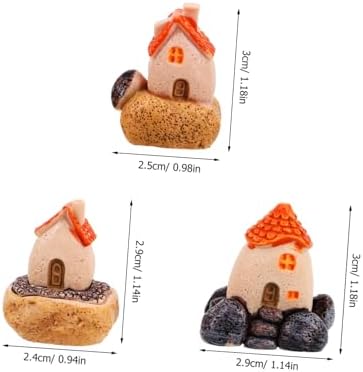 Zerodeko 3Pcs Miniature Garden House for Bonsai Terrarium Decor