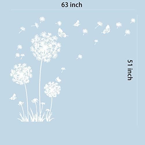 Runtoo White Dandelion Art Stickers for Home Decor