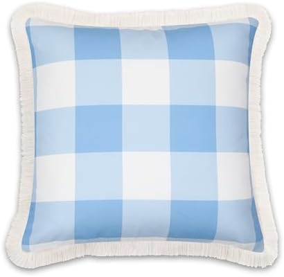 Hofdeco Premium Baby Blue Plaid Throw Pillow Cover 20x20