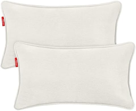 Pcinfuns Fluffy Water-Resistant Lumbar Pillows Pack of 2 Beige 12x20 Inch