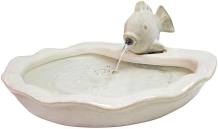 Sunnydaze Glazed Ceramic Fish Outdoor Fountain 7-Inch