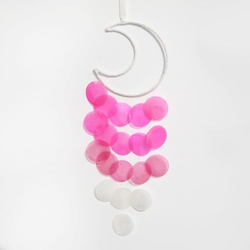 Pretty Jolly Small Outdoor Moon Dream Catcher Wind Chimes Pink