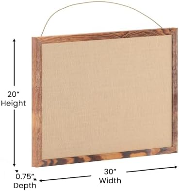 Flash Furniture Rustic Linen Memo Board 20x30 Torched Brown