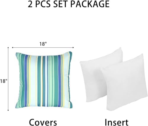 Enipate Outdoor Throw Pillows Set of 2 18x18 Striped Water Resistant