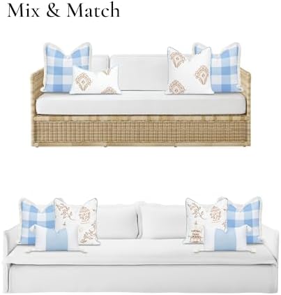 Hofdeco Premium Baby Blue Plaid Throw Pillow Cover 20x20