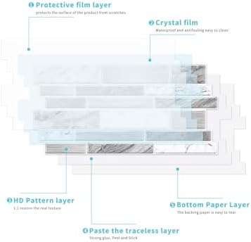 White Grey Kitchen Backsplash Tiles Wallpaper Peel Stick Vinyl