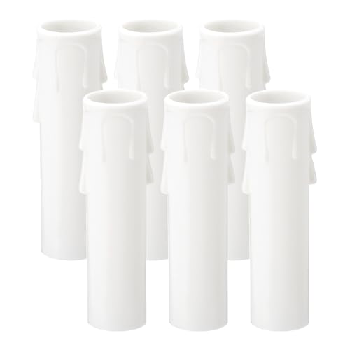 PATIKIL 35 Inch Candle Socket Covers 6Pcs White E12 Chandelier Sleeves