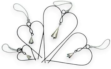 Set of 4 Metal Heart Wall Art with Bells