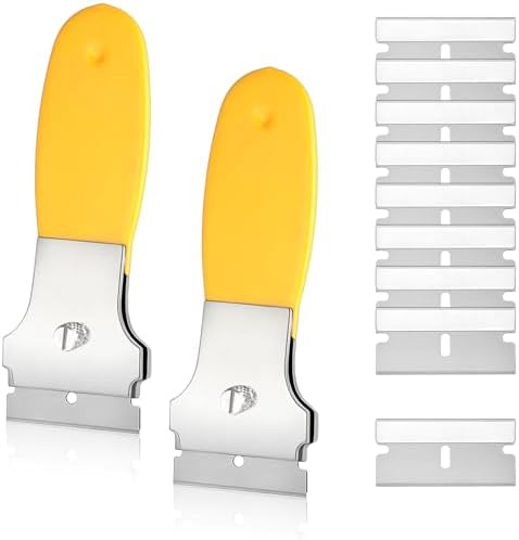 2 Pack Razor Blade Scraper Tool with 10 Extra Metal Blades
