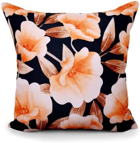 Indoor Outdoor Black Orange Print Throw Pillow with Insert