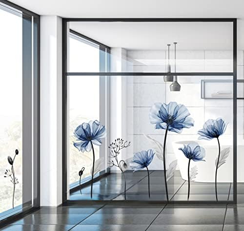decalmile Large Blue Flower Wall Decals for Bedroom Living Room Kitchen