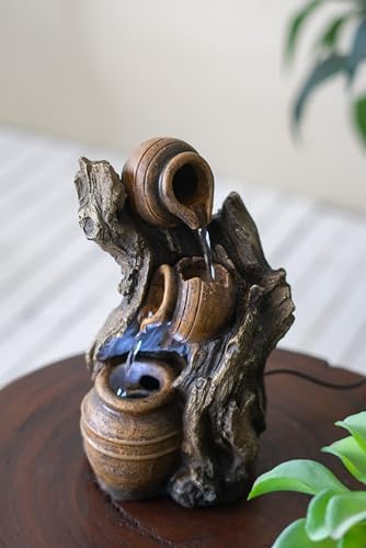 Charming 3-Tier Water Fountain with Rustic Brown Design