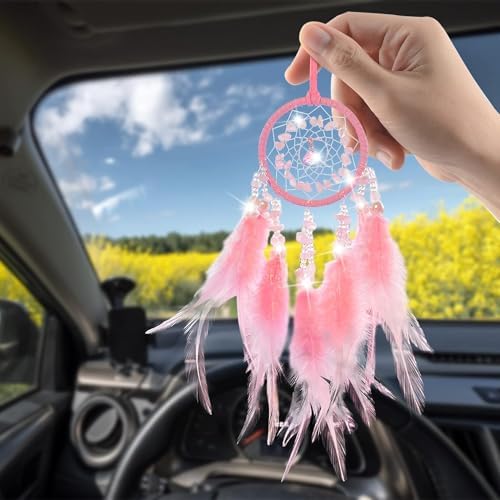 EGBANG Dream Catcher Car Pendant Pink for Rearview Mirror