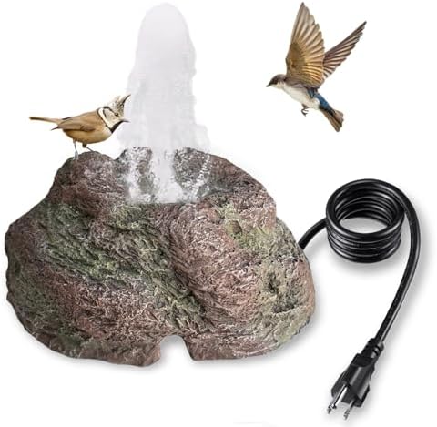 Tiancentral H Bird Bath Fountain with Resin Rock and 75W Pump