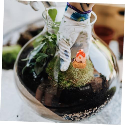 3pcs Resin Fairy House Miniature Statues for Garden Decor