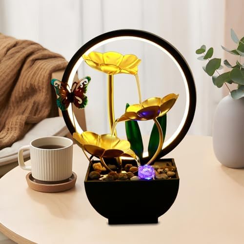 USB Powered Tabletop Water Fountain with LED Light and Humidifier