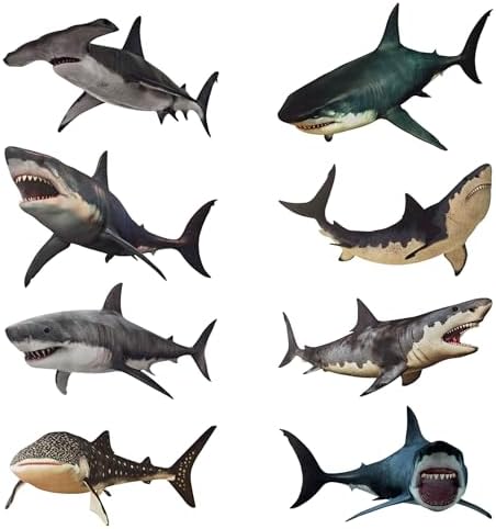 8 Pieces Shark Wall Stickers for Marine Decor