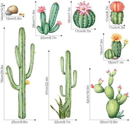Tanlaby Cactus Wall Decals Green Plants Peel and Stick Decor