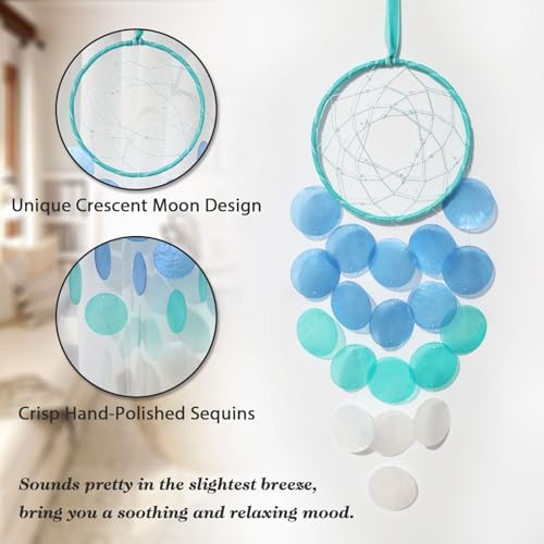 Pretty Jolly Blue Full Moon Woven Wind Chime Dreamcatcher
