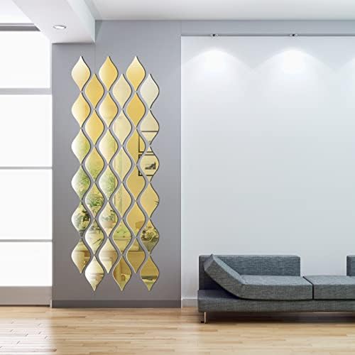 Weysat 30 Pcs 3D Teardrop Mirror Wall Stickers