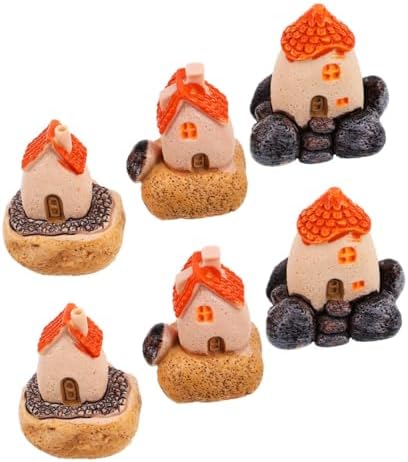 Cabilock 6pcs Mini Resin Fairy House Garden Decor
