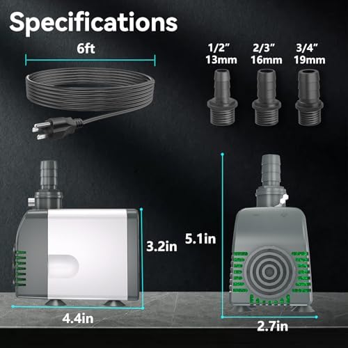 550GPH Submersible Water Pump with Auto Shut Off and Adjustable Flow