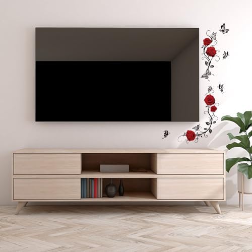 SUPERDANT Red Rose Wall Sticker Valentine Decor