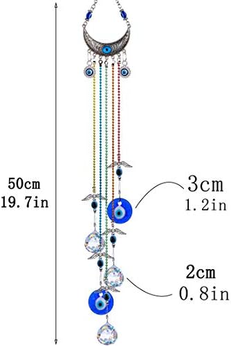 20 Inch Blue Evil Eye Suncatcher with Crystal Ball and Chakra Healing