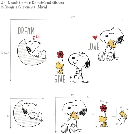 Bedtime Originals Snoopy Love Wall Decals Stickers with Woodstock Stars and Moon