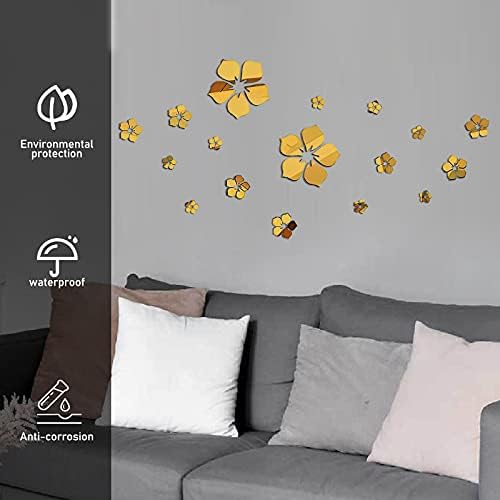 Philbinden Gold 3D Flower Mirror Wall Decor