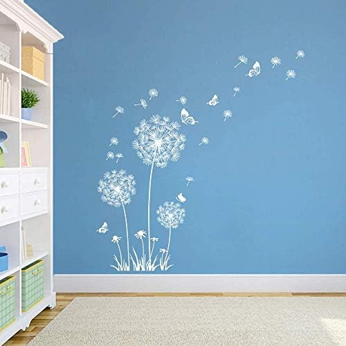 Runtoo White Dandelion Art Stickers for Home Decor