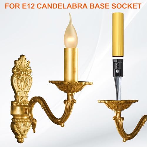 PATIKIL 6 Inch Tall Candle Cover Sleeves 10Pcs Metal E12 Socket Holder