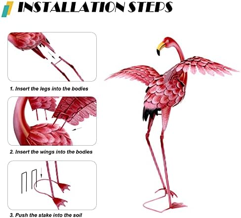 Natelf Pink Flamingo Yard Decorations Set of 2