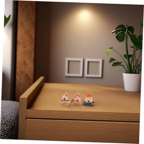 3pcs Resin Fairy House Miniature Statues for Garden Decor