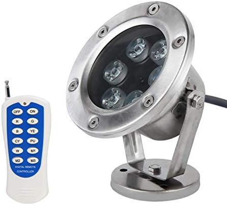 JSNPC 18W RGB Underwater Light with RF Remote and IP68 Waterproof Joint