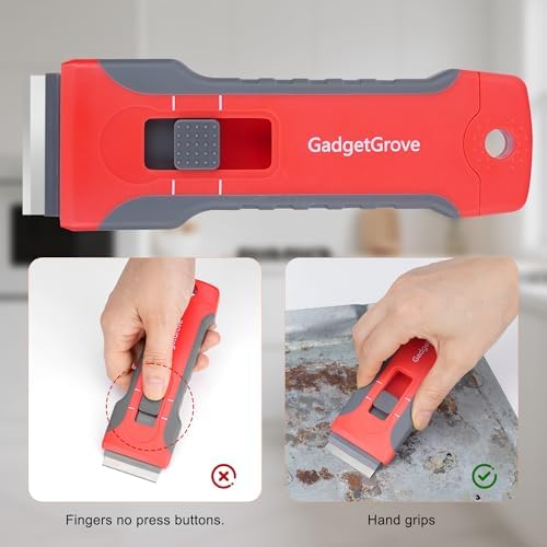 Upgraded Razor Blade Scraper with 10 Blades and 3 Wire Brushes Gray