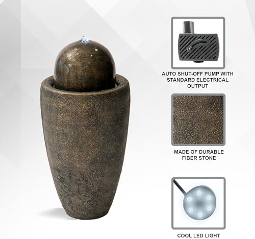 XBrand 2598 Inch Round Stone Water Fountain with LED Lights