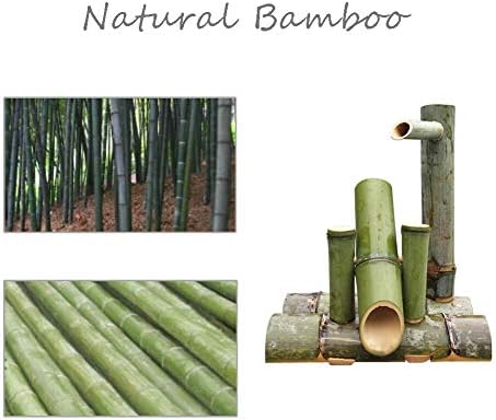 Bamboo Water Fountain Handmade Japanese Garden Decor 25cm Yellow