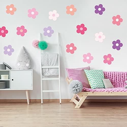 A1diee 16Pcs Y2K Pink Purple Flower Wall Decal Set